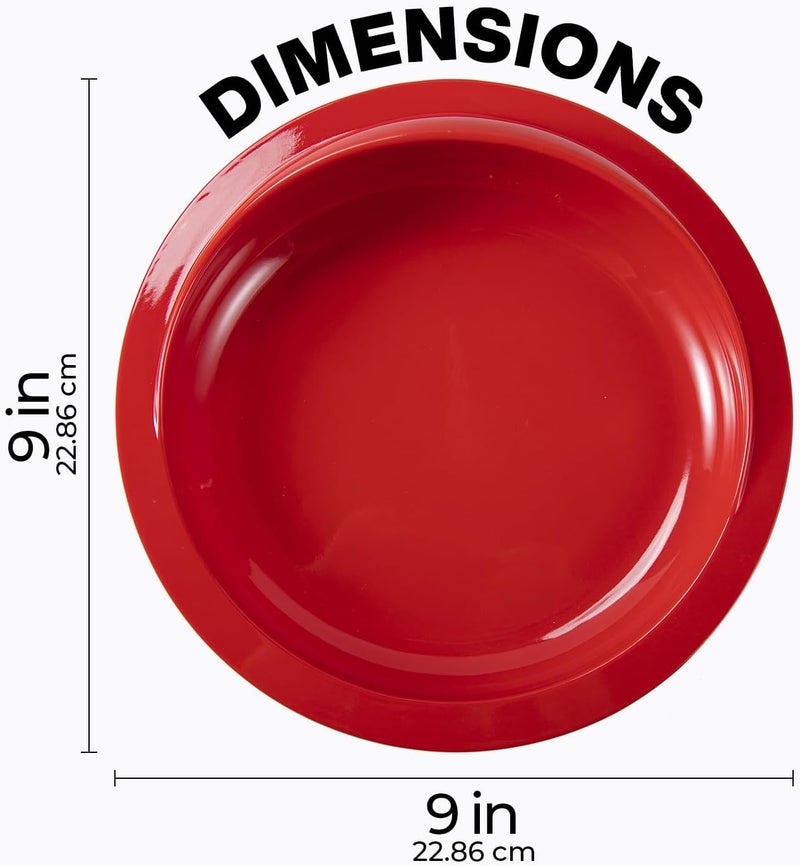 Jayour 4 Pack - Anti-Spill Scoop Plate with Lip Edge | Eating Utensils for Elderly Patients | Scoop Plates for Disabled Adults from Parkinsons, Stroke, Tremor | Non Skid Padded Bottom (Red) - Image 3